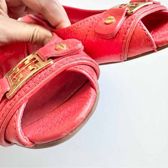 Tory Burch Carnell Peep Toe Low Wedge Shoes Size 7M - Picture 8 of 12